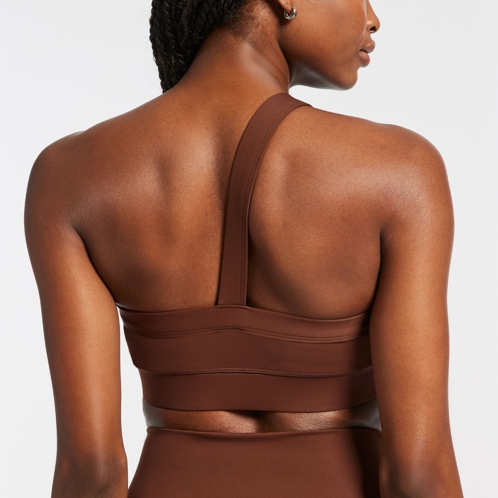 NWT IVL collective One Shoulder sports Bra downtown brown athleisure lifting gym - Picture 4 of 8